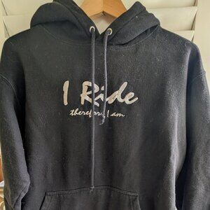Black "I ride therefore I am" sweatshirt hoodie equestrian, motorcycle